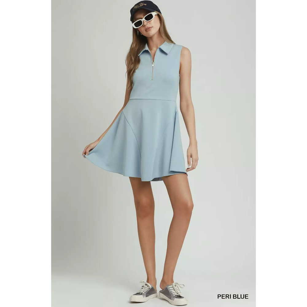 Umgee Collared Quarter Zip Tennis Dress